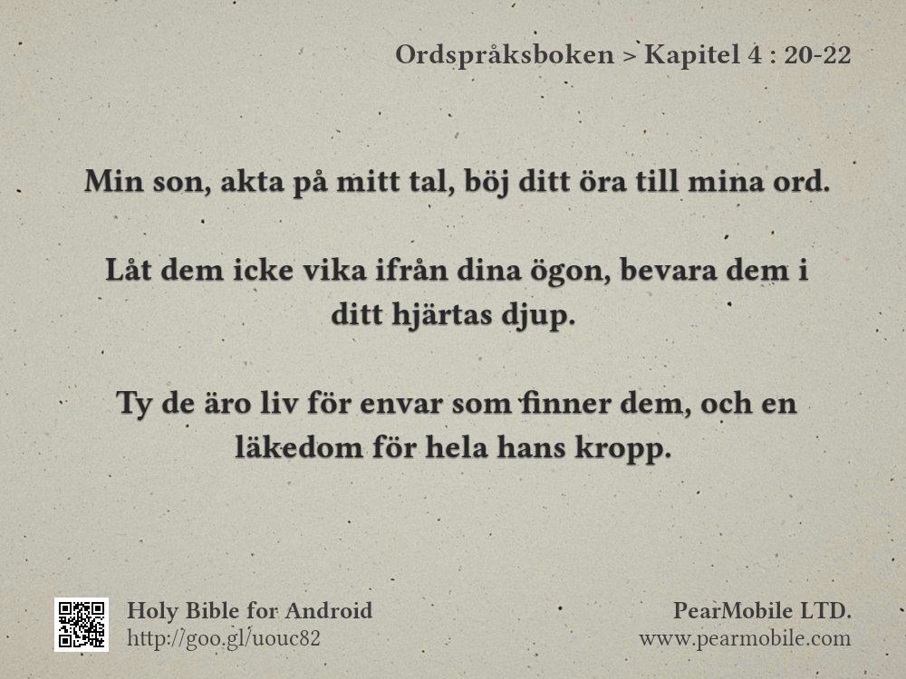 Ordspråksboken, Kapitel 4:20-22